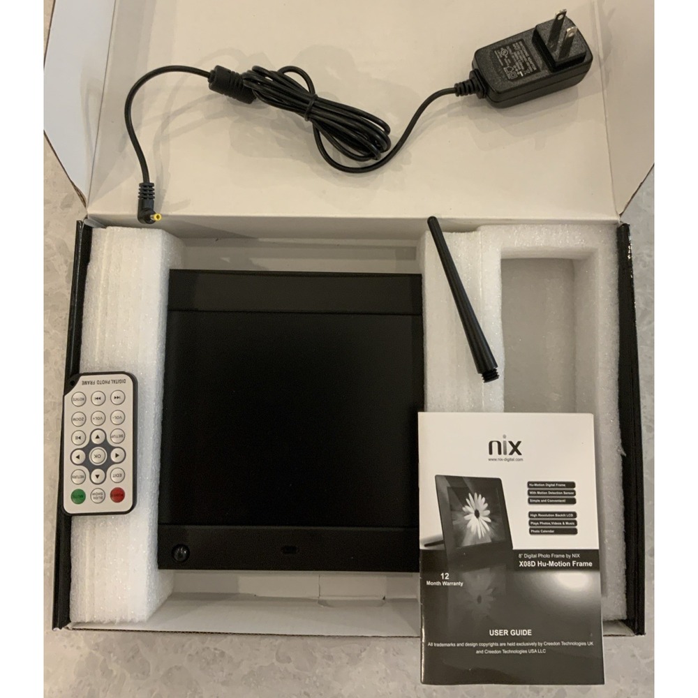 NIX 8" Hu Motion Digital Frame Motion Detection Plays Photos Videos Music Remote